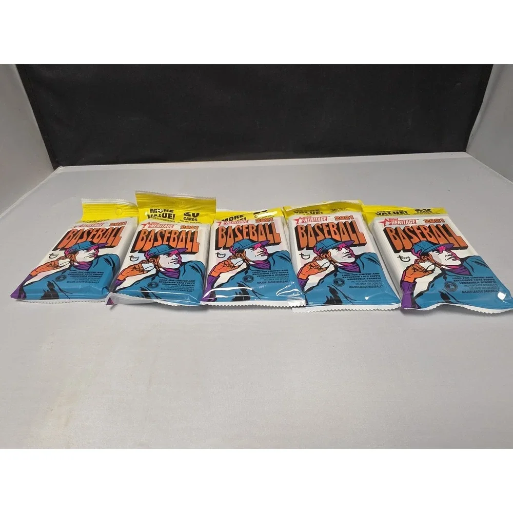 2021 Topps Heritage Baseball Jumbo X 5 Packs - Sealed - 100 Cards